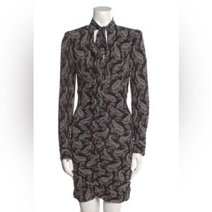 Isabel Marant Linaziki Paisley Ruched Bodycon Mini Dress Black Women's 42